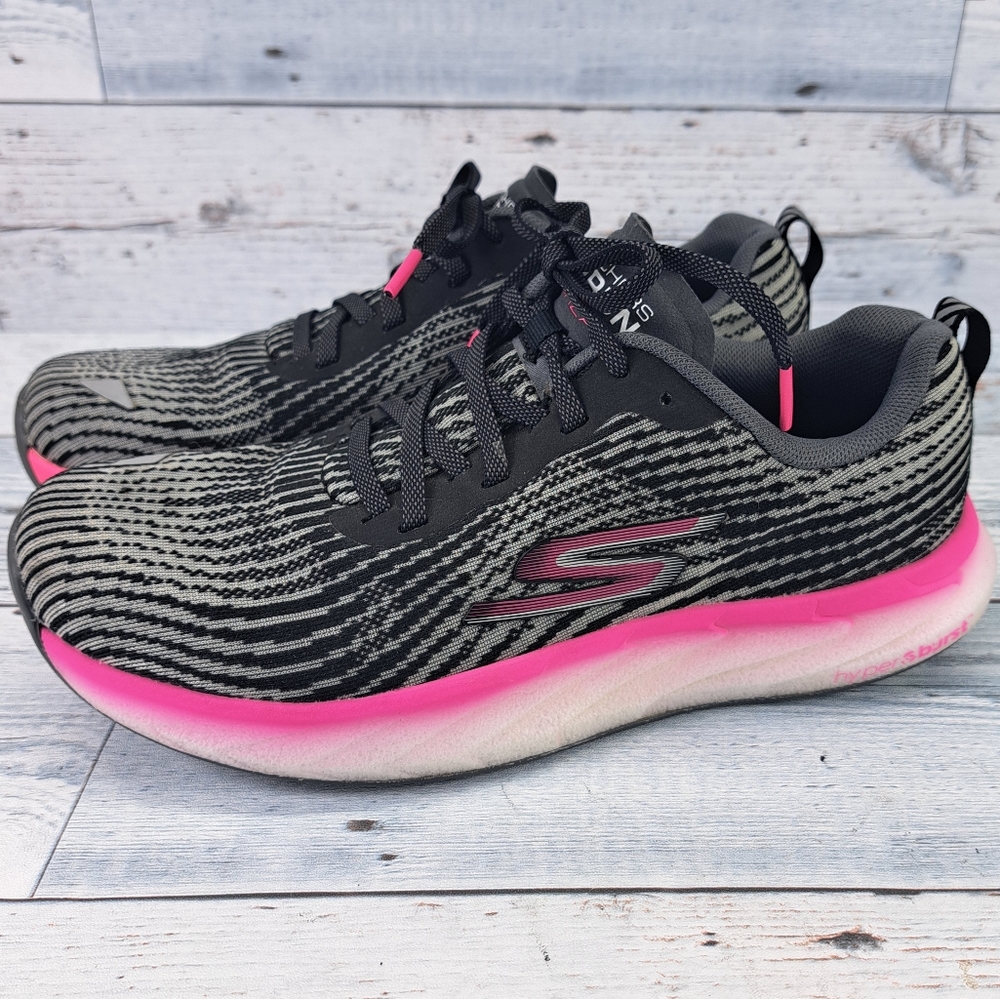 Skechers Go Run Forza 4 Women's Size 7 Running Shoes Sneakers Black Pink 128095
